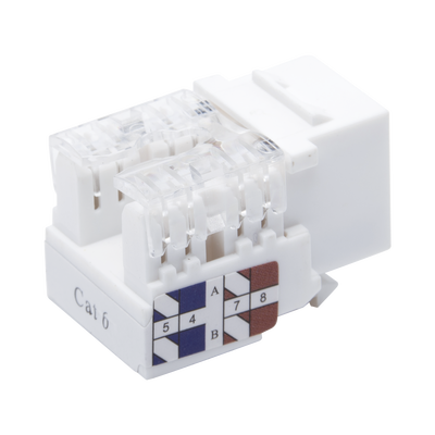 Módulo Jack Keystone Cat6 con terminación 110 (Punchdown) para faceplate - Color Blanco - Kompletum