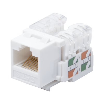 Módulo Jack Keystone Cat6 con terminación 110 (Punchdown) para faceplate - Color Blanco - Kompletum