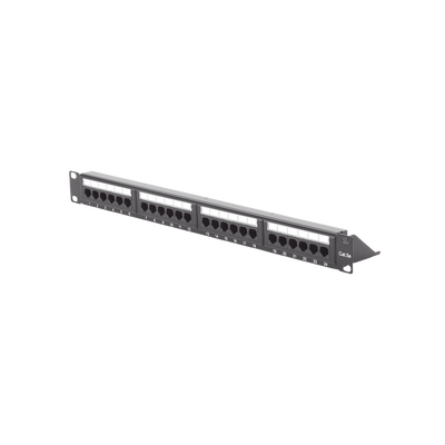 Panel de parcheo de impacto (110) UTP de 24 puertos Cat5e, 19in con barra para organizar cable - Kompletum