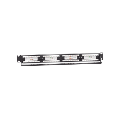 Panel de parcheo de impacto (110) UTP de 24 puertos Cat5e, 19in con barra para organizar cable - Kompletum