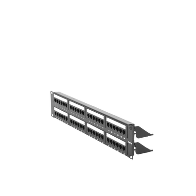 Panel de parcheo de impacto (110) UTP de 48 puertos Cat5e 19in, 2U con barra para organizar cable - Kompletum
