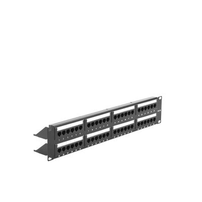 Panel de parcheo de impacto (110) UTP de 48 puertos Cat5e 19in, 2U con barra para organizar cable - Kompletum
