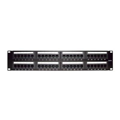 Panel de parcheo de impacto (110) UTP de 48 puertos Cat5e 19in, 2U con barra para organizar cable - Kompletum