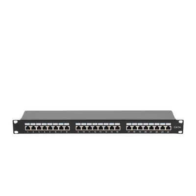 Panel de parcheo de impacto Blindado (STP) de 24 puertos Cat5e, 19in - Kompletum
