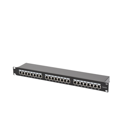 Panel de parcheo de impacto Blindado (STP) de 24 puertos Cat5e, 19in - Kompletum