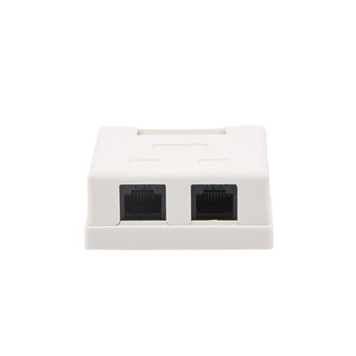 Caja de pared con 2 puertos, incluye 2 jacks UTP Cat5e Keystone - Kompletum