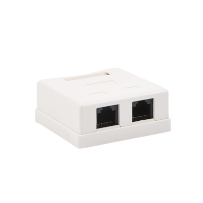 Caja de pared con 2 puertos, incluye 2 jacks UTP Cat5e Keystone - Kompletum