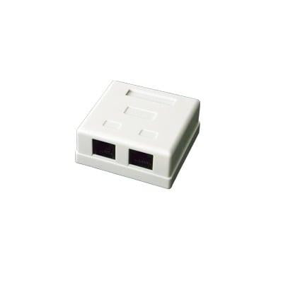 Caja de pared con 2 puertos, incluye 2 jacks UTP Cat5e Keystone - Kompletum