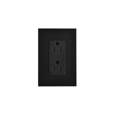 Tomacorriente, receptaculo, color negro, 15A. - Kompletum