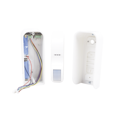 Sensor de Movimiento Tipo Cortina / 100 % Exterior / Alimentado por baterias / Doble tecnologia MW & PIR / Compatible con cualquier panel de alarma - Kompletum