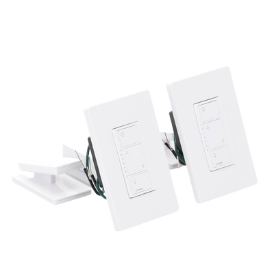 (Caseta Wireless) Kit Hub controlador, 2 atenuadores, 2 controles remotos, 2 base mesa y 2 tapas. - Kompletum