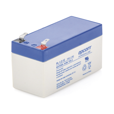 Batería 12 Vcc / 1.2 Ah / UL / Tecnología AGM-VRLA / Para uso en equipo electrónico Alarmas de intrusión / Incendio/ Control de acceso / Video Vigilancia / Terminales F1 / Cargador recomendado CHR-80. - Kompletum