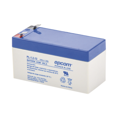 Batería 12 Vcc / 1.2 Ah / UL / Tecnología AGM-VRLA / Para uso en equipo electrónico Alarmas de intrusión / Incendio/ Control de acceso / Video Vigilancia / Terminales F1 / Cargador recomendado CHR-80. - Kompletum