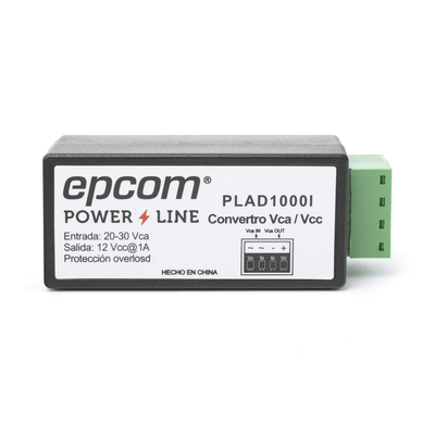(2 en 1) Convertidor de Energía 24 Vca a 12 Vcc (CA a CD) y Filtro Contra Ruido para Cámaras / Voltaje de Entrada 20~30 Vca / Salida 12Vcc @ 1 A / ENVIO DE ENERGIA A LARGAS DISTANCIAS / Terminales Tipo Tornillo. - Kompletum