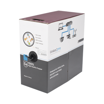 Bobina de Cable UTP 305 m, Cat5e Con DOBLE FORRO, para Exterior, CLIMAS EXTREMOS, Color Negro - Kompletum