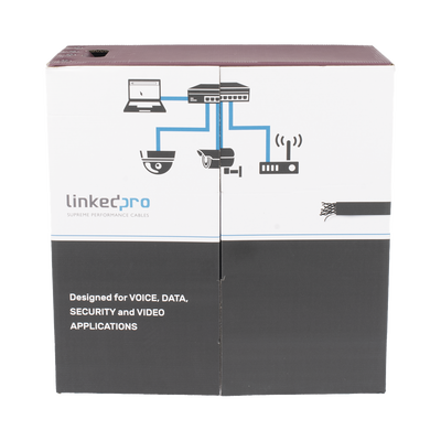 Bobina de Cable UTP 305 m, Cat5e Con DOBLE FORRO, para Exterior, CLIMAS EXTREMOS, Color Negro - Kompletum