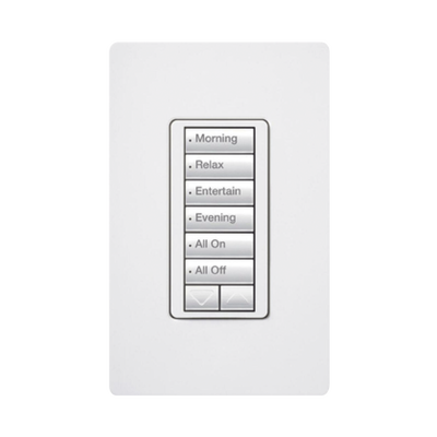 (RadioRA2) Teclado Seetouch Hibrido 6 botones, 2 botones subir/bajar, programe escenas diferentes en cada botón,puede instalarse en un interruptor de luz. - Kompletum