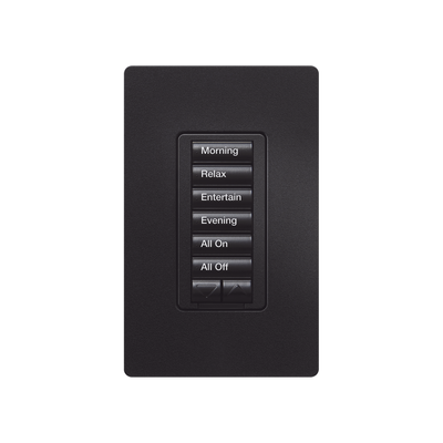 Teclado seetouch 6 botones, 2 botones subir/bajar, programe escenas diferentes en cada botón, color negro. - Kompletum