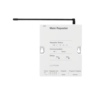 Controlador HUB principal para RadioRa2 LUTRON, soporta 100 dispositivos, 4 repetidores, programacion vía software PC. Alcance total del sistema 2 HUB 8 rep - Kompletum