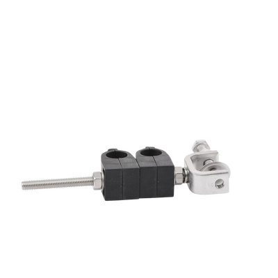 Sujetador de 2 cables de 1/2". Instalación en ángulo. Soporte de acero inoxidable - Kompletum