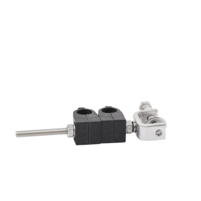 Sujetador de 2 cables de 1/2". Instalación en ángulo. Soporte de acero inoxidable - Kompletum