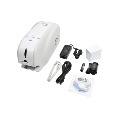 kit impresora de tarjetas PVC/ Una Cara / Incluye Cinta Full Color, Software, 100 tarjetas PVC, Kit limpieza - Kompletum