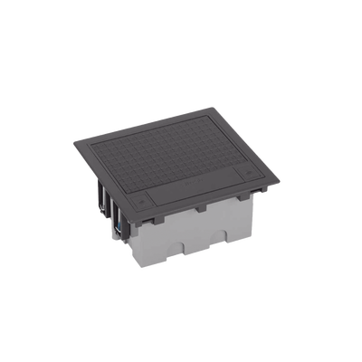 Caja Para Instalación en Piso Falso para Voz, Datos o Contactos Eléctricos / Capacidad para 2 Módulos / Espacio Embellecedor en la Tapa / Profundidad Ajustable de 90 a 120 mm / Los Módulos se Adquieren Aparte / (SF210/14CY) - Kompletum