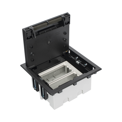 Caja Para Instalación en Piso Falso para Voz, Datos o Contactos Eléctricos / Capacidad para 2 Módulos / Espacio Embellecedor en la Tapa / Profundidad Ajustable de 90 a 120 mm / Los Módulos se Adquieren Aparte / (SF210/14CY) - Kompletum