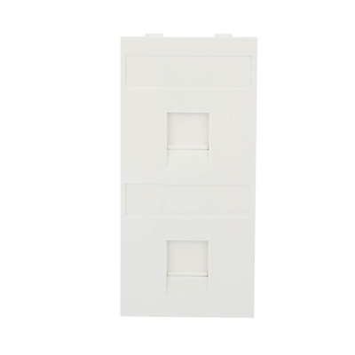 Placa Plana de Voz y Datos con Guardapolvo para 2 RJ45 / Color Blanco / 2 Puertos para Jacks Keystone / Compatible con Cajas de Pavimento SM-CPAV-2 y SM-CPAV-4 / Modelo S76B/9 - Kompletum