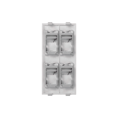 Placa Plana de Voz y Datos con Guardapolvo para 4 RJ45 / Color Blanco / 4 Puertos para Jacks Keystone / Compatible con Cajas de Pavimento SM-CPAV-2 y SM-CPAV-4 / Modelo S76C/9 - Kompletum