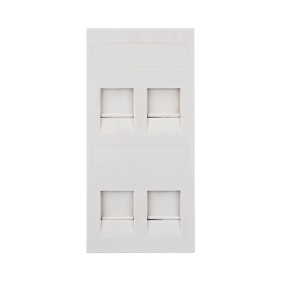 Placa Plana de Voz y Datos con Guardapolvo para 4 RJ45 / Color Blanco / 4 Puertos para Jacks Keystone / Compatible con Cajas de Pavimento SM-CPAV-2 y SM-CPAV-4 / Modelo S76C/9 - Kompletum