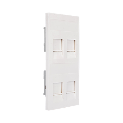 Placa Plana de Voz y Datos con Guardapolvo para 4 RJ45 / Color Blanco / 4 Puertos para Jacks Keystone / Compatible con Cajas de Pavimento SM-CPAV-2 y SM-CPAV-4 / Modelo S76C/9 - Kompletum