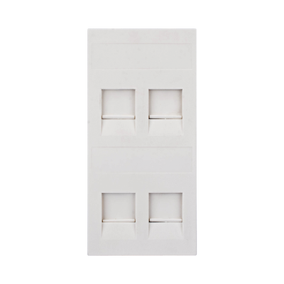 Placa Plana de Voz y Datos con Guardapolvo para 4 RJ45 / Color Blanco / 4 Puertos para Jacks Keystone / Compatible con Cajas de Pavimento SM-CPAV-2 y SM-CPAV-4 / Modelo S76C/9 - Kompletum