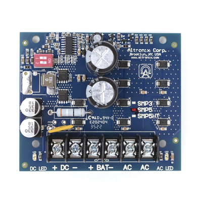 6 o 12 o 24 Vcc @ 4 A / fuente tipo tarjeta / 1 salida / requiere transformador de entrada / capacidad de respaldo / baterías no incluidas. ALTRONIX