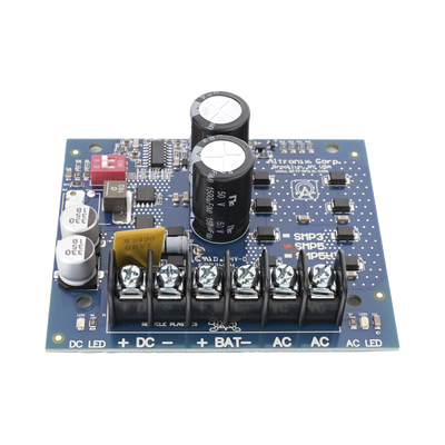6 o 12 o 24 Vcc @ 4 A / fuente tipo tarjeta / 1 salida / requiere transformador de entrada / capacidad de respaldo / baterías no incluidas. ALTRONIX