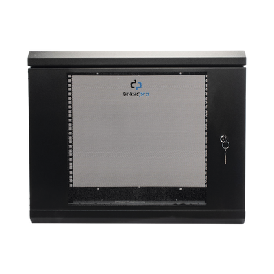 Gabinete de Pared de 9U con Puerta de Cristal Templado, 455 mm de Profundidad, Rack de 19'', Acero Reforzado Color Negro. - Kompletum