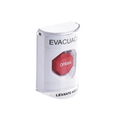 Botón de Evacuación, Cubierta de Policarbonato Súper Resistente de Superficie con Espaciador, Restablecimiento con Llave, Con Bocina de Advertencia - Kompletum