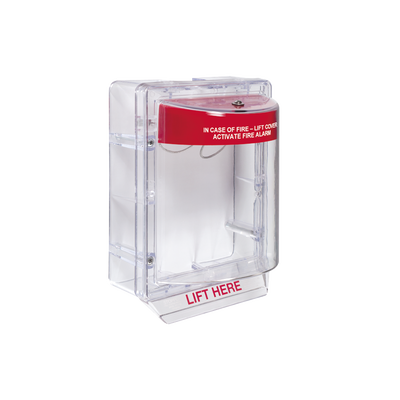 Cubierta Protectora Serie Stopper II® De Policarbonato, Con Bocina, Espaciador Transparente, Montaje en Superficie, Etiqueta en Inglés - Kompletum