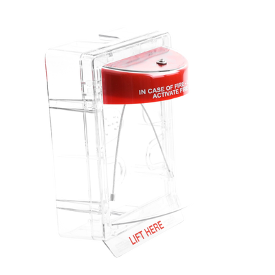 Cubierta Protectora Serie Stopper II® De Policarbonato, Con Bocina, Espaciador Transparente, Montaje en Superficie, Etiqueta en Inglés - Kompletum