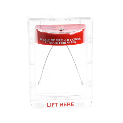 Cubierta Protectora Serie Stopper II® De Policarbonato, Con Bocina, Espaciador Transparente, Montaje en Superficie, Etiqueta en Inglés - Kompletum