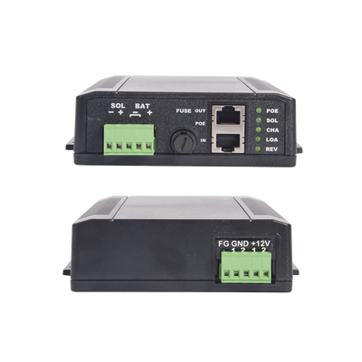 Controlador Solar POE, Entrada 12 Vcc Hasta un Panel Solar de 125 Watts, Salida PoE Pasivo en 24 Vcc Hasta 20 Watts Máximo. - Kompletum