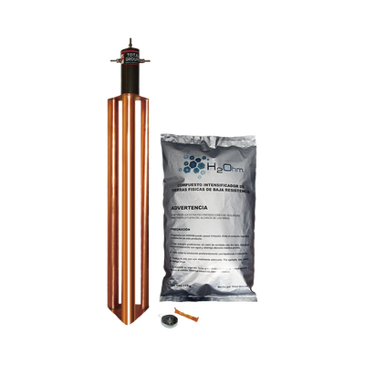 Kit de Puesta a Tierra de 100 Amperes con Electrodo, Filtro y Compuesto H2Ohm. - Kompletum