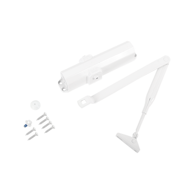 Cierrapuertas Fuerza 4/ Puertas de hasta 1100 mm de Ancho/ Color Blanco /Certificación UL - Kompletum