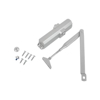 Cierrapuertas Fuerza 4/ Para puertas de hasta 1100 mm de Ancho/ Color Plata /Certificación UL - Kompletum