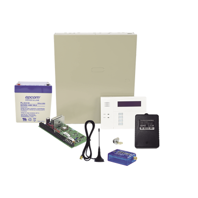 (1 Año datos ILIMITADO INCLUIDO)  Kit Vista48LA con comunicador MINI012G, Teclado, Gabinete y Transformador - Kompletum