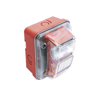 Sirena Estrobo, Para Intemperie, Montaje en Muro, Color Rojo (0500-05860) - Kompletum