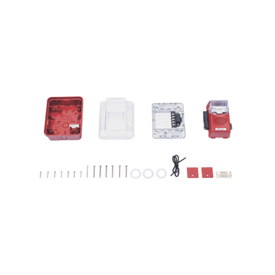 Sirena Estrobo, Para Intemperie, Montaje en Muro, Color Rojo (0500-05860) - Kompletum