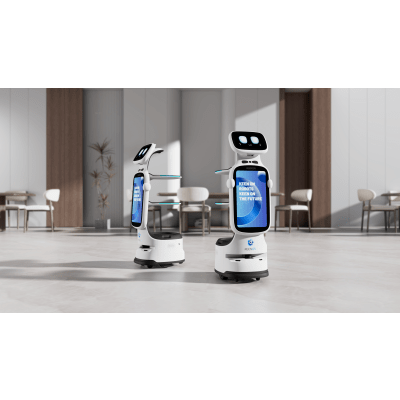 Robot de Entrega Automatizado / Área de Cobertura Máxima 200*200㎡ / Velocidad de Movimiento Ajustable 0.1~1.0 m/s / Colaboración Multi-robot Hasta 20 Robots / Batería de Ion de Litio Ternaria / Pantalla de Publicidad 18.5 pul - Kompletum