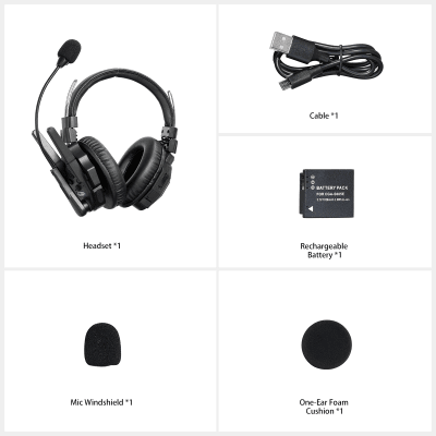 Diadema de Comunicación Inalámbrica Binaural / Cancelación de ruido IA / Comunicación Distancia 500m / Bluetooth / Batería 1050mAh / Resistente a la Lluvia - Kompletum