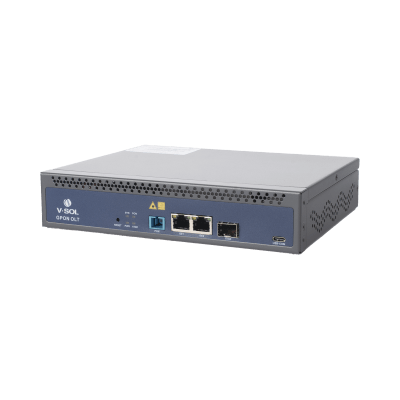 OLT de 1 puerto GPON SC/UPC + 3 puertos Uplink (2 puertos Gigabit Ethernet + 1 puerto SFP/SFP+), Fuente de alimentación redundante AC/DC , hasta 128 ONUS - Kompletum